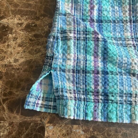 Cappagallo short sleeve button top womens XL blue plaid cotton y2k - Picture 11 of 14